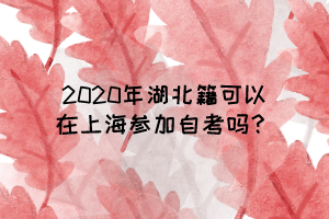 2020年湖北籍可以在上海参加自考吗