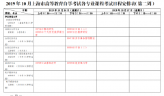 2019年10月上海市自考各专业课程考试日程安排表（第二周）