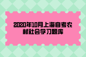 2020年10月上海自考《农村社会学》习题库:名词解释