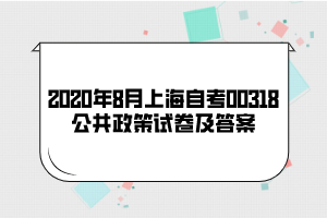 2020年8月上海自考00318公共政策试卷及答案