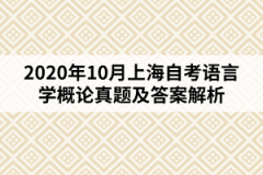 2020年10月上海自考语言学概论真题及答案解析