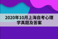 2020年10月上海自考心理学真题及答案