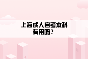 上海成人自考本科有用吗？