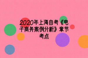 2020年上海自考《电子商务案例分析》章节考点