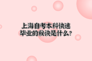 上海自考本科快速毕业的秘诀是什么？