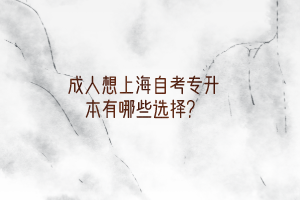 成人想上海自考专升本有哪些选择？
