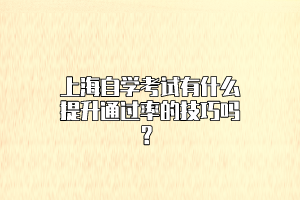 上海自学考试有什么提升通过率的技巧吗？