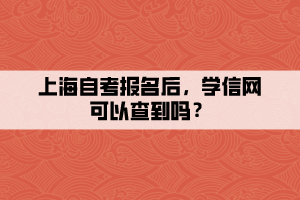 上海自考报名后，学信网可以查到吗？
