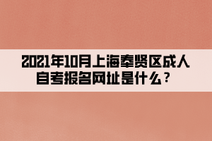 2021年10月上海奉贤区成人自考报名网址是什么？