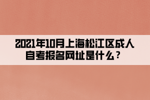 2021年10月上海松江区成人自考报名网址是什么？