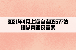 2021年4月上海自考05677法理学真题及答案